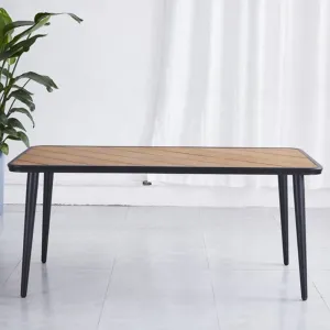 Modern Rectangular Aluminum Frame Outdoor Dining Table Waterproof Plastic Wood Tabletop UV-Resistant for Hotel Entry Use Long