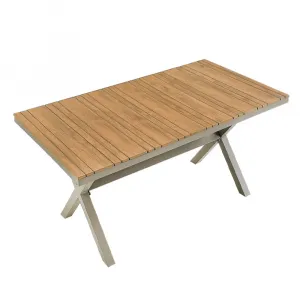 Modern Rectangular Aluminum Plastic Wood Outdoor Patio Table Durable UV-Resistant Lightweight Garden Balcony Outdoor Furniture