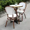 Modern Stacking Aluminum Garden Chair with Teslin Mesh Fabric for Living Room Villa Outdoor Use