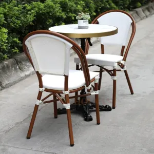 Modern Stacking Aluminum Garden Chair with Teslin Mesh Fabric for Living Room Villa Outdoor Use
