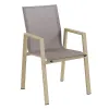 Modern Stacking Outdoor Dining Chair with Teslin Fabric Seat Aluminum Frame for Garden Patio Camping