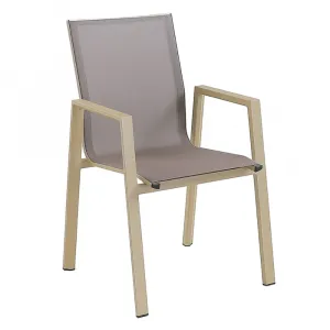 Modern Stacking Outdoor Dining Chair with Teslin Fabric Seat Aluminum Frame for Garden Patio Camping