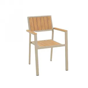 Modern Style Outdoor Aluminum-Plastic Wood Armchair Powder Coated Finish for Restaurant Hotel Villa Garden Coffee Courtyard Use