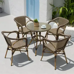 Modern Style Outdoor Garden Cafe PE Cane Furniture French Paris Bistro Restaurant Chairs