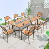 Modern Style Outdoor Patio Table Plastic Wood Table Environmental Protection Materials Aluminum Outdoor Garden Table Set
