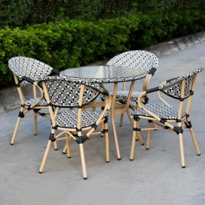 Modern Teslin Design Hotel Villa Park Exterior Dining Set Aluminum Bistro Table and Chair Sets with Powder Coated Finish