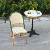 Modern Traditional Bistro Round Aluminum Woven Rattan Eco-Friendly Durable Dining Chairs for Outdoor Garden Villa Courtyard Use