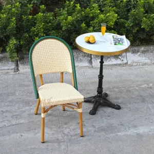 Modern Traditional Bistro Round Aluminum Woven Rattan Eco-Friendly Durable Dining Chairs for Outdoor Garden Villa Courtyard Use