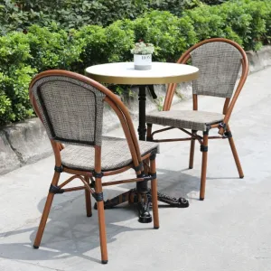 Modern Villa Dining Garden Patio Stacking Aluminum Teslin Mesh Garden Chair
