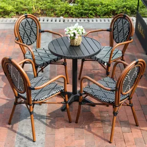 Modern Waterproof Aluminum Alloy Arm Chairs for Outdoor Dining Hotel Restaurant Use-Garden Furniture