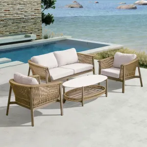 Modern 4-piece Rope-woven Sofa Set with Aluminum Alloy Frame Patio and Garden Leisure Set Garden Balcony Leisure Furniture