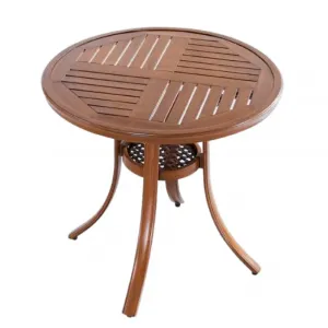 New Product Patio Furniture Metal Round Garden Balcony Table Outdoor Aluminum Slat Patio Table