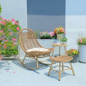New Style Casual Rattan Rocking Chair for Exterior Park Villa Outdoor Modern Design Customizable Color Sun Lounger