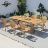 Nordic Modern Design Outdoor Rattan Garden Dining Table Furniture Luxurious Cast Aluminum Patio Sets for Hotels and Parks