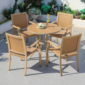 Nordic Modern Style Outdoor Synthetic Rattan Furniture Dining Table for Cafe Garden Villa Courtyard for Exterior
