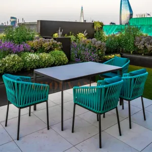 Nordic Style Outdoor Leisure Patio Waterproof Sunscreen Dining Room Aluminum Woven Rope Chair