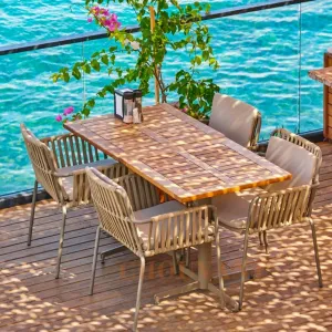 Nordic Style Outdoor Patio Sun protection Corrosion Woven Furniture Metal Rope Chair