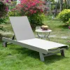 Outdoor Aluminum Chaise Lounge Chair with Wheels Adjustable Backrest Teslin Mesh Sun Lounger for Park Villa Pool Patio