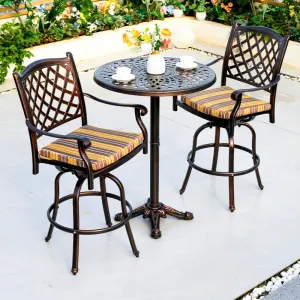 Outdoor Bar Stool High Chair KD Style Cast Aluminum European Design UV Resistant Outdoor Furniture for Hotel Park School