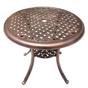 Outdoor Cast Aluminum Coffee Table Courtyard Furniture with Sunshade Hole Garden Cast Aluminum Table