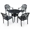 Outdoor Cast Aluminum Round Dining Table Weather Resistant Patio Garden Bistro Table Commercial Furniture