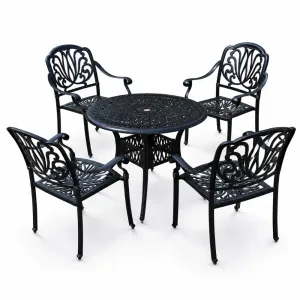 Outdoor Cast Aluminum Round Dining Table Weather Resistant Patio Garden Bistro Table Commercial Furniture