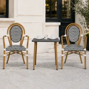 Outdoor French Bistro Armchair Aluminum Frame PE Rattan Wicker Chair for Cafe Garden