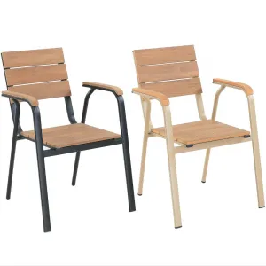 Outdoor Furniture Armchair Modern Plastic Wood Stackable Garden Chair