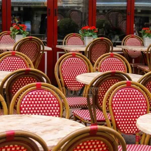 Outdoor Garden Aluminium French Bistro Dining Chair Rattan Restaurant Furniture