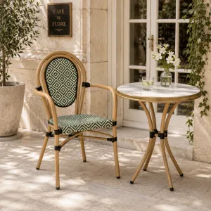 Outdoor Garden Chair Aluminum Alloy Frame Teslin Fabric Chair Stackable Dining Chair for Cafe Restaurant Hotel Furniture