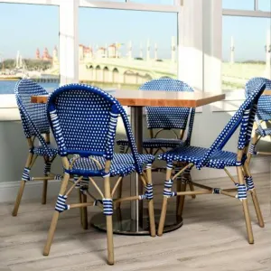 Outdoor Garden French Cafe Aluminum Rattan Woven Durable Waterproof Dining Villa Patio Chair