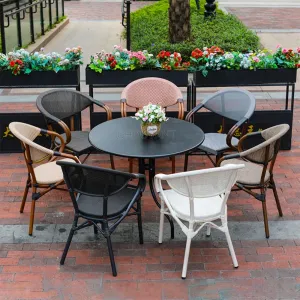 Outdoor Hot Selling Teslin Dining Chair Garden Dining Chair Aluminum Woven Teslin Furniture