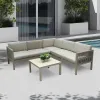 Outdoor L Shape Sectional Sofa Set Aluminum Frame Patio Furniture Waterproof Cushions Garden Corner Sofa for Hotel Villa
