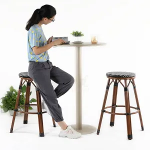 Outdoor Metal Aluminum Stackable Rattan Stool High Bar Chair Lounge Garden Chair