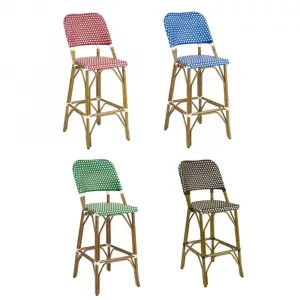 Outdoor Minimalist Waterproof Modern Rattan Aluminum Bar Chair for Hotel Dining Courtyard Villa Park Use