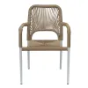 Outdoor PE Rattan Armchair Aluminum Frame Waterproof Bistro Dining Chair Garden Balcony Cafe Restaurant Patio Park Furniture