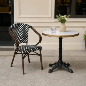 Outdoor Patio French Bistro Armchair PE Rattan Aluminum Alloy Frame Garden Balcony Dining Chair