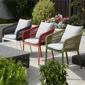 Outdoor Restaurant Patio Garden Furniture Aluminum Alloy Waterproof Stacking Dining Chair with Rope Design for Living Room