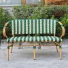 Outdoor Stackable Green Rattan Dining Chair with Traditional Design Durable Outdoor Powder Coated Finish for Villa Courtyard Use