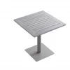 Outdoor White 70x70 square Dining Coffee Table Plastic Wood Iron Slat Pub Table
