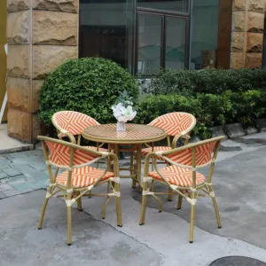 Outside French Bistro Rattan Table and Chairs Outside Patio Garden French Restaurant Table and Chairs