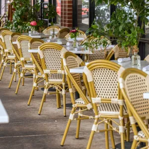 PE Rattan Wicker French Bistro Chair Aluminum Frame Outdoor Stackable Cafe Restaurant Patio Garden Chair