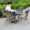 Patio Stacked French Wicker Rattan Chair Paris Bamboo Garden Bistro Chair
