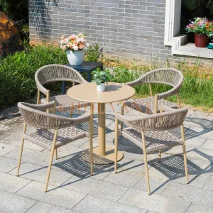 Patio Waterproof Aluminum Braided Rope Chair Luxury Leisure Outdoor Metal Chair