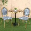 Rattan Woven Cafe Chairs French Style Blue and White Rattan Woven Bistro Chairs