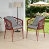 Red Teslin Rope Weave Modern Living Room Outdoor Dining Chair