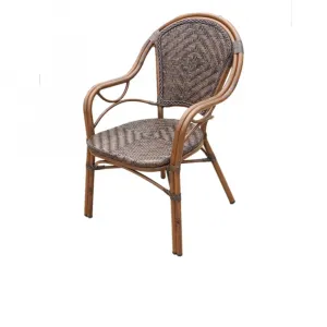 Restaurant Furniture French Bistro Aluminum PE Rattan Durable Eco-Friendly Outdoor Stackable Villa Kitchen Dining Chair