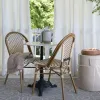 Stackable French Bistro Dining Chair White Dot Woven PE Rattan Aluminum Frame Weather Resistant Lightweight Eco-Friendly Outdoor