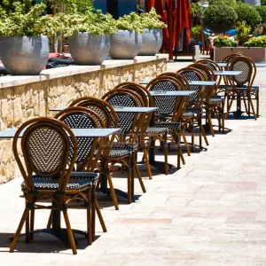 Stackable Modern French Terrace Rattan Chairs with Outdoor Furniture