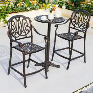 Stylish Modern Cast Aluminum Outdoor Bar Chairs with Comfortable Removable Design for Hotels Restaurants Bars